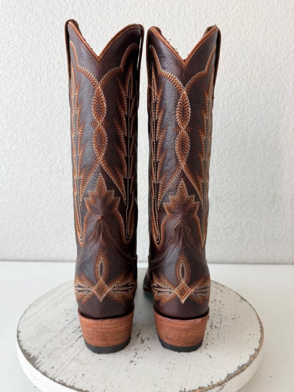 Lane LEXINGTON Cognac Brown Cowboy Boots Womens 6.5 Western Cowgirl Mid Calf - Picture 3 of 11